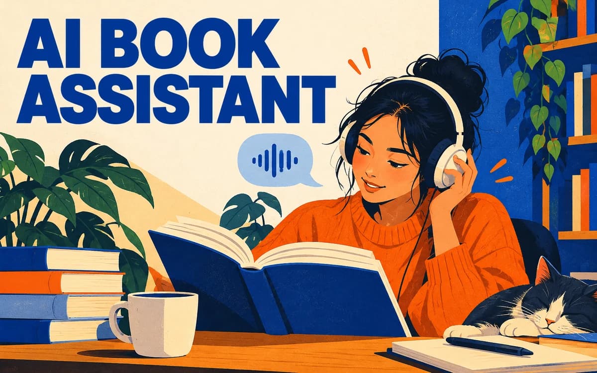 AI Book Assistant illustrated project poster